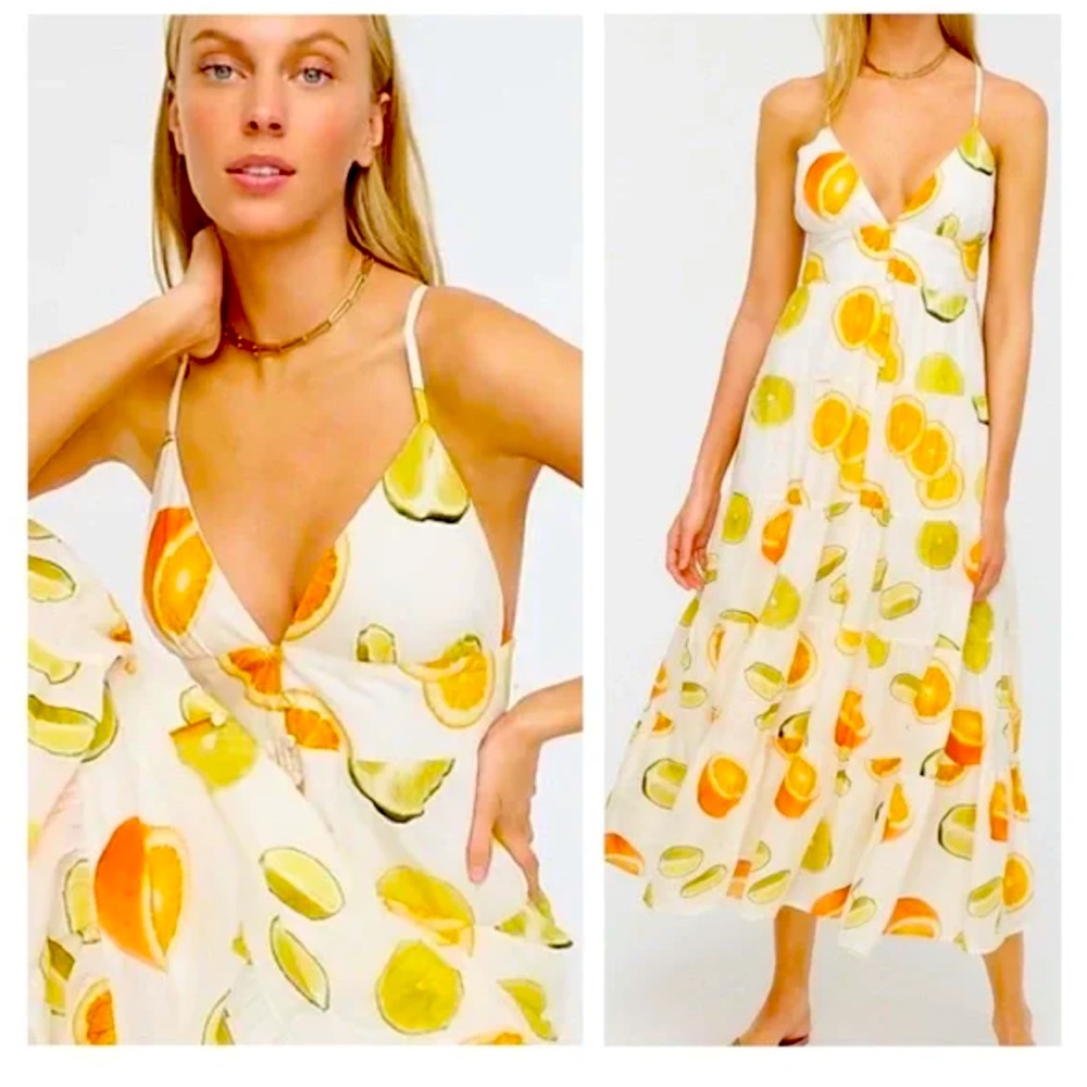 Edie Parker x J. Crew Summer Capsule Collection Citrus Maxi Dress- XS